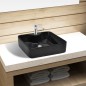 Keramik Waschbecken mit Hahnloch Schwarz Quadratisch Keramik Waschbecken mit Hahnloch Schwarz Quadratisch