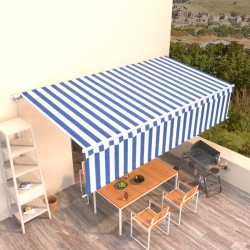 vidaXL Gelenkarmmarkise mit Rollo 6x3 m Blau & Weiß