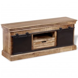 vidaXL TV-Schrank mit 2 Schiebetüren Mangoholz Massiv 110x30x45 cm 