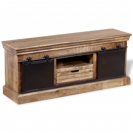 vidaXL TV-Schrank mit 2 Schiebetüren Mangoholz Massiv 110x30x45 cm 
