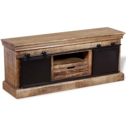 vidaXL TV-Schrank mit 2 Schiebetüren Mangoholz Massiv 110x30x45 cm 
