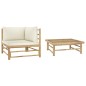 2-tlg. Garten-Lounge-Set mit Kissen Cremeweiß Bambus 2-tlg. Garten-Lounge-Set mit Kissen Cremeweiß Bambus