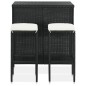 3-tlg. Bar Set Poly Rattan Schwarz 3-tlg. Bar Set Poly Rattan Schwarz