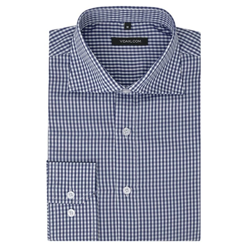 vidaXL Business-Hemd für Herren Weiß und Marineblau Kariert Gr. XXL vidaXL Business-Hemd für Herren Weiß und Marineblau Kariert Gr. XXL