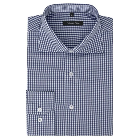  vidaXL Business-Hemd für Herren Weiß und Marineblau Kariert Gr. XXL