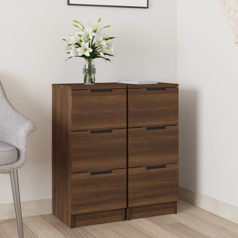vidaXL Sideboards 2 Stk. Braun Eichen-Optik 30x30x70 cm Holzwerkstoff vidaXL Sideboards 2 Stk. Braun Eichen-Optik 30x30x70 cm Holzwerkstoff
