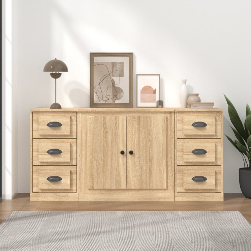 vidaXL Sideboards 3 Stk. Sonoma-Eiche Holzwerkstoff vidaXL Sideboards 3 Stk. Sonoma-Eiche Holzwerkstoff