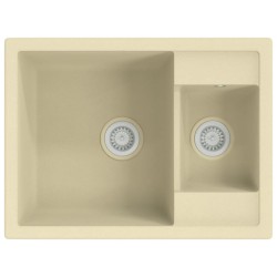 vidaXL Küchenspüle mit Überlauf Doppelbecken Beige Granit