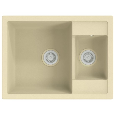 vidaXL Küchenspüle mit Überlauf Doppelbecken Beige Granit