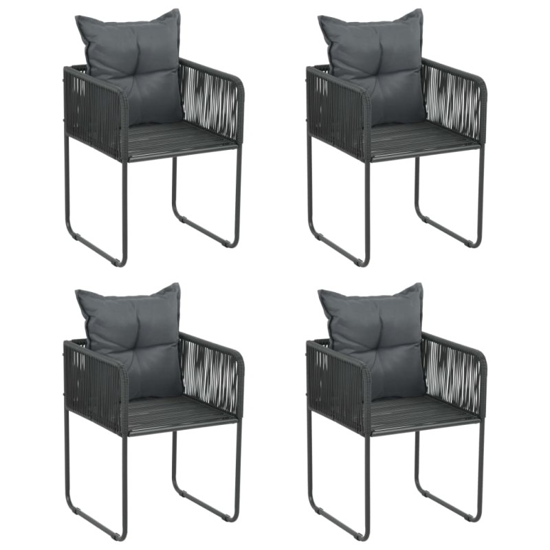 Gartenstühle 4 Stk. mit Kissen Poly Rattan Schwarz Gartenstühle 4 Stk. mit Kissen Poly Rattan Schwarz