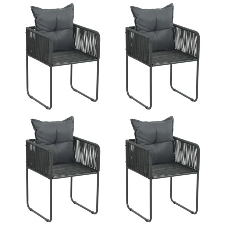 Gartenstühle 4 Stk. mit Kissen Poly Rattan Schwarz