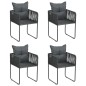 Gartenstühle 4 Stk. mit Kissen Poly Rattan Schwarz Gartenstühle 4 Stk. mit Kissen Poly Rattan Schwarz