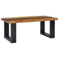 vidaXL Couchtisch 100×50×40 cm Teak-Massivholz und Lavastein 
