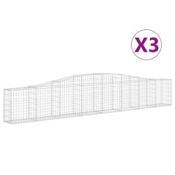 vidaXL Gabionen mit Hochbogen 3 Stk. 400x30x60/80 cm Verzinktes Eisen