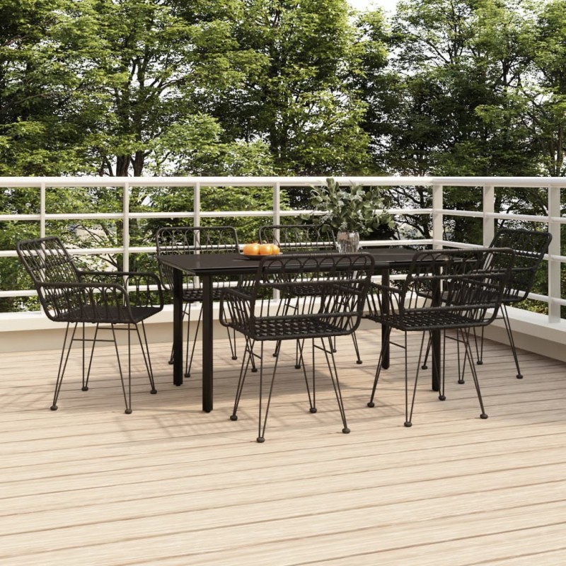 vidaXL 7-tlg. Garten-Essgruppe Schwarz Poly Rattan vidaXL 7-tlg. Garten-Essgruppe Schwarz Poly Rattan