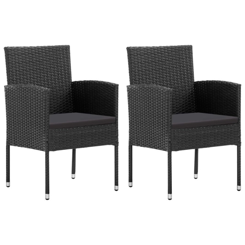 Gartenstühle 2 Stk. Poly-Rattan Schwarz Gartenstühle 2 Stk. Poly-Rattan Schwarz