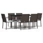 vidaXL 7-tlg. Garten-Essgruppe mit Kissen Poly Rattan und Stahl vidaXL 7-tlg. Garten-Essgruppe mit Kissen Poly Rattan und Stahl