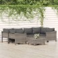vidaXL 7-tlg. Garten-Lounge-Set mit Kissen Grau Poly Rattan vidaXL 7-tlg. Garten-Lounge-Set mit Kissen Grau Poly Rattan
