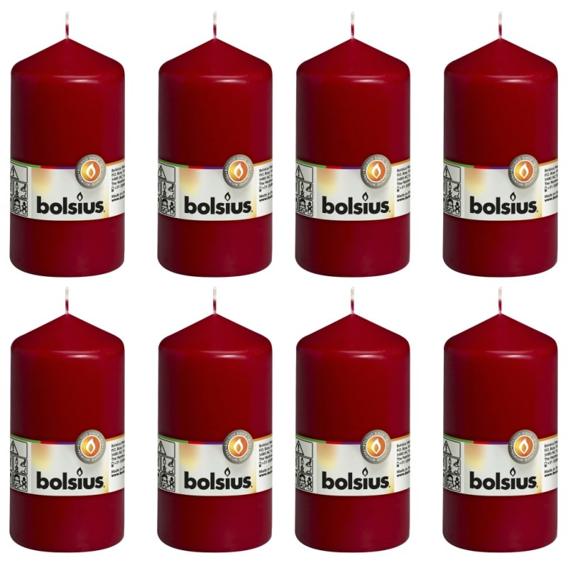 Bolsius Stumpenkerzen 8 Stk. 130 x 68 mm Weinrot Bolsius Stumpenkerzen 8 Stk. 130 x 68 mm Weinrot