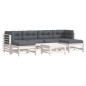 vidaXL 7-tlg. Garten-Lounge-Set mit Kissen Weiß Massivholz vidaXL 7-tlg. Garten-Lounge-Set mit Kissen Weiß Massivholz