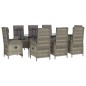 vidaXL 9-tlg. Garten-Essgruppe mit Kissen Schwarz und Grau Poly Rattan vidaXL 9-tlg. Garten-Essgruppe mit Kissen Schwarz und Grau Poly Rattan