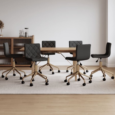 vidaXL Esszimmerstühle 6 Stk. Drehbar Dunkelgrau Samt