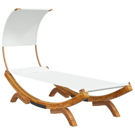 Loungebett mit Dach 100x200x126 cm Bugholz Massiv Creme