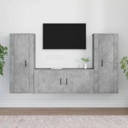 vidaXL 3-tlg. TV-Schrank-Set Betongrau Holzwerkstoff