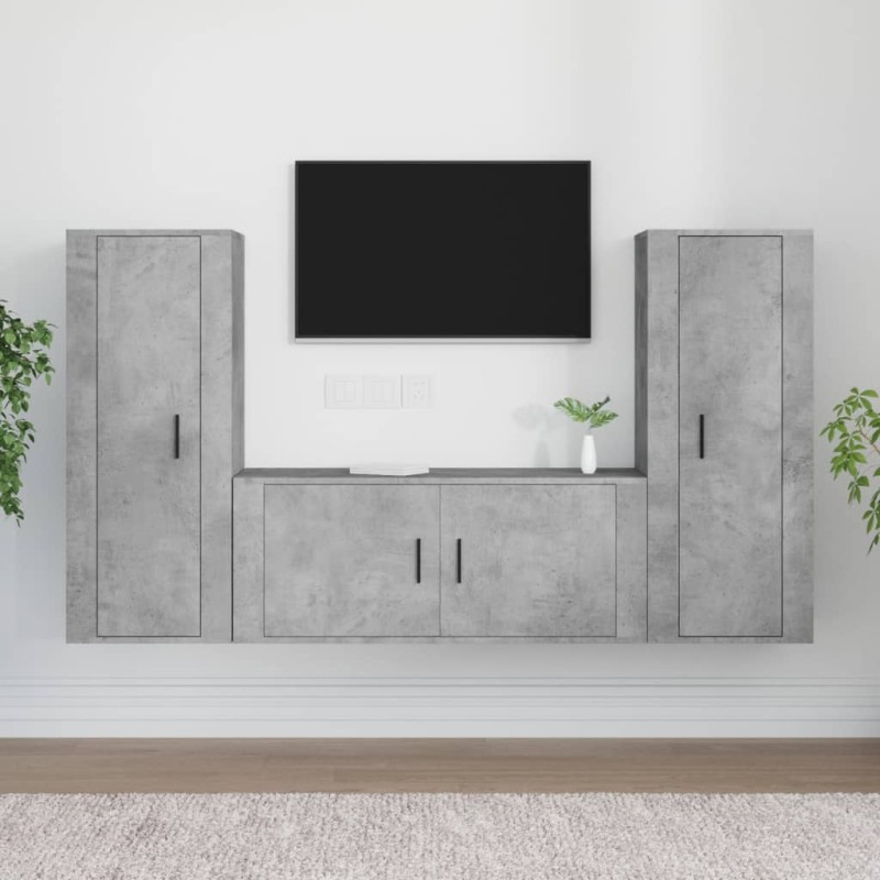 vidaXL 3-tlg. TV-Schrank-Set Betongrau Holzwerkstoff vidaXL 3-tlg. TV-Schrank-Set Betongrau Holzwerkstoff