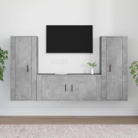 vidaXL 3-tlg. TV-Schrank-Set Betongrau Holzwerkstoff
