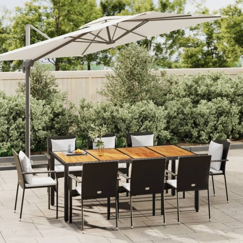 vidaXL 9-tlg. Garten-Essgruppe mit Kissen Schwarz Poly Rattan vidaXL 9-tlg. Garten-Essgruppe mit Kissen Schwarz Poly Rattan
