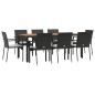 vidaXL 9-tlg. Garten-Essgruppe mit Kissen Schwarz Poly Rattan vidaXL 9-tlg. Garten-Essgruppe mit Kissen Schwarz Poly Rattan