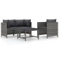 4-tlg. Garten-Sofagarnitur mit Auflagen Poly Rattan Grau 4-tlg. Garten-Sofagarnitur mit Auflagen Poly Rattan Grau