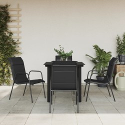 vidaXL 5-tlg. Garten-Essgruppe Schwarz Stahl und Textilene