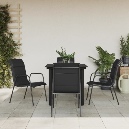 vidaXL 5-tlg. Garten-Essgruppe Schwarz Stahl und Textilene