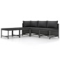 5-tlg. Garten-Sofagarnitur mit Auflagen Grau Poly Rattan 5-tlg. Garten-Sofagarnitur mit Auflagen Grau Poly Rattan