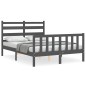 vidaXL Massivholzbett mit Kopfteil Grau 120x200 cm vidaXL Massivholzbett mit Kopfteil Grau 120x200 cm