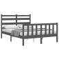 vidaXL Massivholzbett mit Kopfteil Grau 120x200 cm vidaXL Massivholzbett mit Kopfteil Grau 120x200 cm