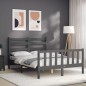 vidaXL Massivholzbett mit Kopfteil Grau 120x200 cm vidaXL Massivholzbett mit Kopfteil Grau 120x200 cm