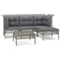 vidaXL 5-tlg. Garten-Lounge-Set mit Kissen Grau Poly Rattan vidaXL 5-tlg. Garten-Lounge-Set mit Kissen Grau Poly Rattan