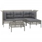 vidaXL 5-tlg. Garten-Lounge-Set mit Kissen Grau Poly Rattan vidaXL 5-tlg. Garten-Lounge-Set mit Kissen Grau Poly Rattan
