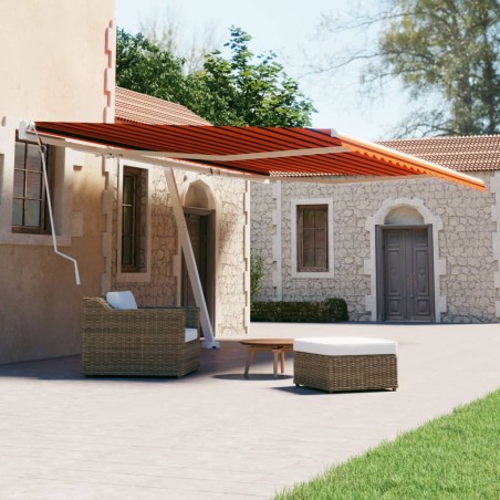 vidaXL Gelenkarmmarkise mit Pfosten 500x300 cm Orange & Braun