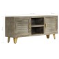 vidaXL TV-Schrank Grau mit Messing 110 x 30 x 48 cm Mangoholz Massiv vidaXL TV-Schrank Grau mit Messing 110 x 30 x 48 cm Mangoholz Massiv