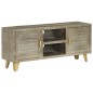 vidaXL TV-Schrank Grau mit Messing 110 x 30 x 48 cm Mangoholz Massiv vidaXL TV-Schrank Grau mit Messing 110 x 30 x 48 cm Mangoholz Massiv
