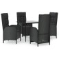 vidaXL 5-tlg. Garten-Essgruppe mit Kissen Schwarz Poly Rattan vidaXL 5-tlg. Garten-Essgruppe mit Kissen Schwarz Poly Rattan