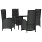 vidaXL 5-tlg. Garten-Essgruppe mit Kissen Schwarz Poly Rattan vidaXL 5-tlg. Garten-Essgruppe mit Kissen Schwarz Poly Rattan