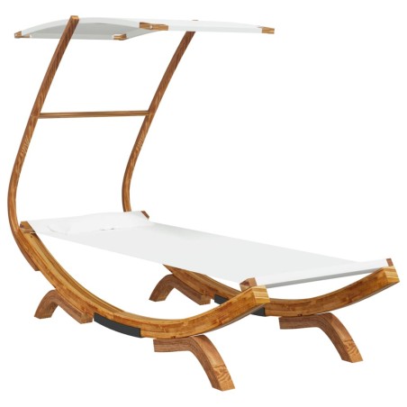 Loungebett mit Dach 100x190x134 cm Bugholz Massiv Creme