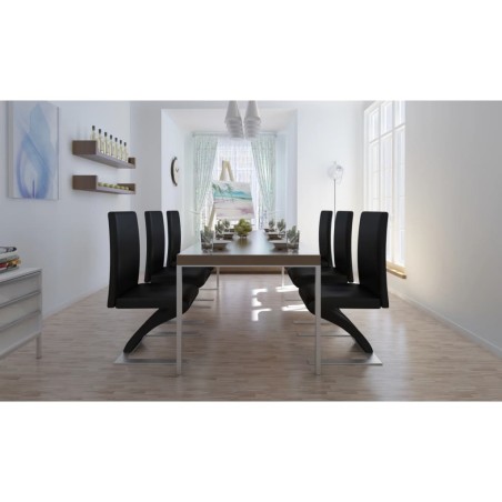 vidaXL Esszimmerstühle 6 Stk. Schwarz Kunstleder 