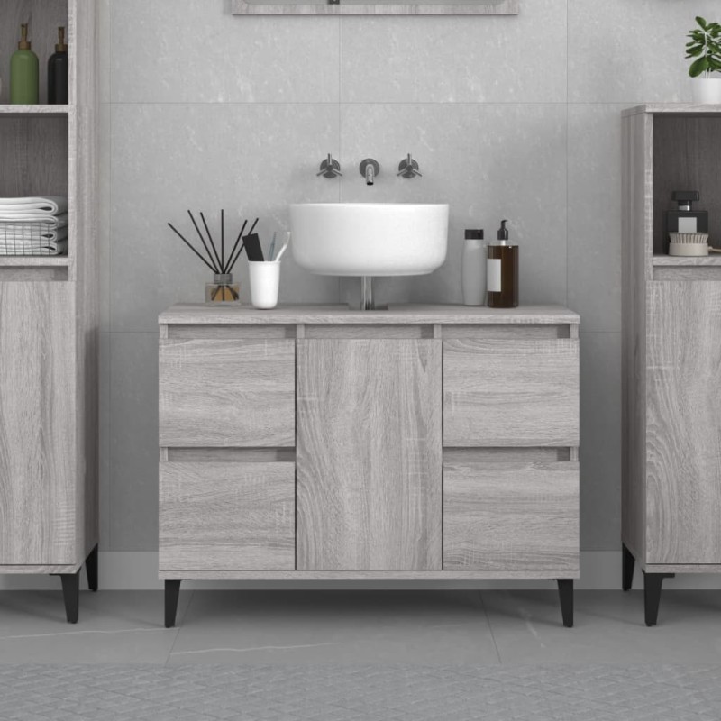 vidaXL Waschbeckenunterschrank Grau Sonoma 80x33x60 cm Holzwerkstoff vidaXL Waschbeckenunterschrank Grau Sonoma 80x33x60 cm Holzwerkstoff