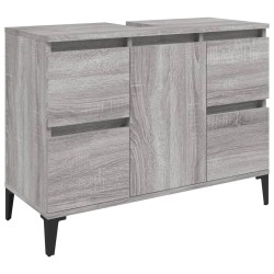 vidaXL Waschbeckenunterschrank Grau Sonoma 80x33x60 cm Holzwerkstoff